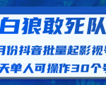 白狼敢死队最新抖音短视频批量起影视号(一天单人可操作30个号)视频课程-520资源库