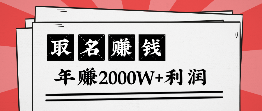 王通：不要小瞧任何一个小领域，取名技能也能快速赚钱，年赚2000W+利润-520资源库