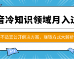 抖音冷知识领域月入过万项目，不适宜公开解决方案 ，抖音赚钱方式大解析！-520资源库