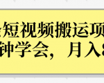 操作性非常强的头条号短视频搬运项目，3分钟学会，轻松月入8000+-520资源库