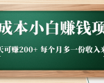 零成本小白赚钱实操项目，一天可赚200+ 每个月多一份收入来源-520资源库