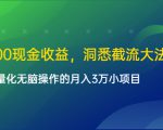 单日500现金收益,洞悉截流大法,一个批量化无脑操作的月入3万小项目-520资源库