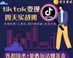 tiktok变现四天实战班,连怼技术+矩阵玩法赚美金!价值998元-520资源库