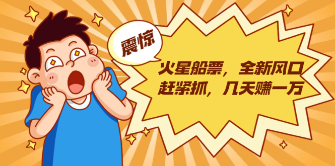 火星船票，全新风口赶紧抓，几天赚一万+摆地摊卖尾货月入一万（5个项目）-520资源库