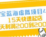 淘宝蓝海虚拟项目4.0,15天快速起店,单天利润200到2000元-520资源库
