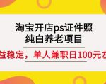 淘宝开店ps证件照,纯白养老项目,单人兼职稳定日100元(教程+软件+素材)-520资源库