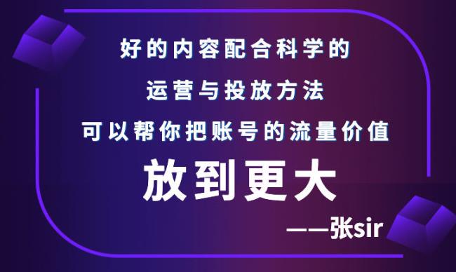 张sir账号流量增长课,告别海王流量,让你的流量更精准-520资源库