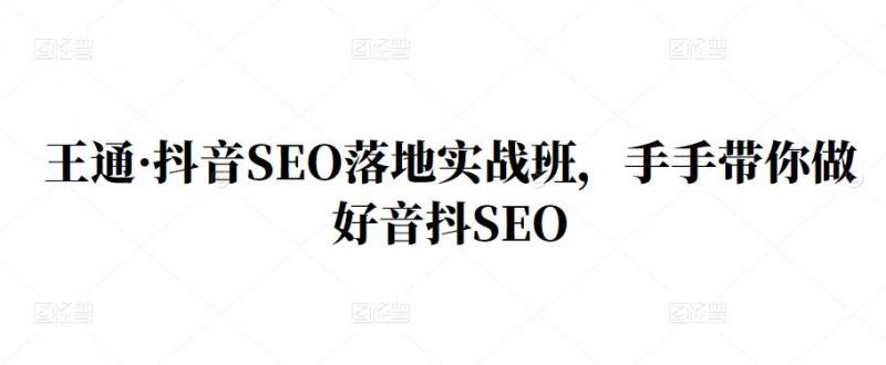 王通·抖音SEO落地实战班，手‬手带你做好音抖‬‬SEO-520资源库