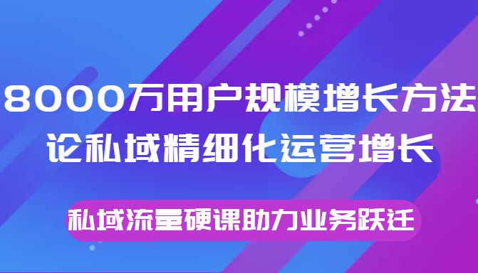 8000万用户规模增长方法论私域精细化运营增长,私域流量硬课助力业务跃迁-520资源库