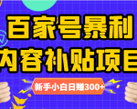 百家号暴利内容补贴项目,图文10元一条,视频30一条,新手小白日赚300+-520资源库