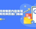 带货短视频爆款内容策划，关于电商视频的独门秘籍（价值499元）-520资源库