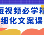 短视频必学精细化文案课,提升你的内容创作能力、升级迭代能力和变现力(价值333元)-520资源库