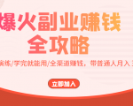 爆火副业赚钱全攻略:实打实演练/学完就能用/全渠道赚钱,带普通人月入3万元-520资源库