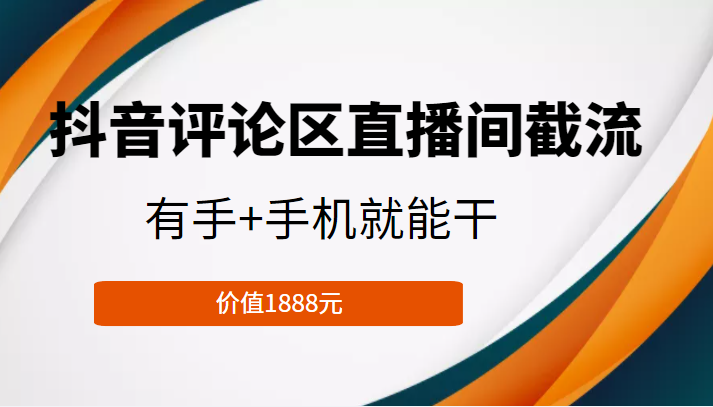 抖音评论区直播间截流,有手+手机就能干,门槛极低,模式可大量复制(价值1888元)-520资源库
