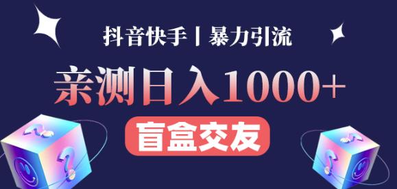 日收益1000+的交友盲盒副业丨有手就行的抖音快手暴力引流-520资源库