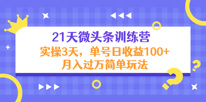 21天微头条训练营，实操3天，单号日收益100+月入过万简单玩法-520资源库