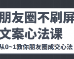 朋友圈不刷屏文案心法课 人人都要懂的商业逻辑 从0~1教你朋友圈成交心法-520资源库