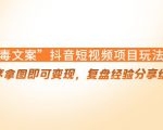 “毒文案”抖音短视频项目玩法,小程序拿图即可变现,复盘经验分享给大家-520资源库