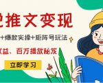 小说推文训练营:引流技巧+爆款实操+矩阵号玩法,百倍效益、百万播放秘笈-520资源库