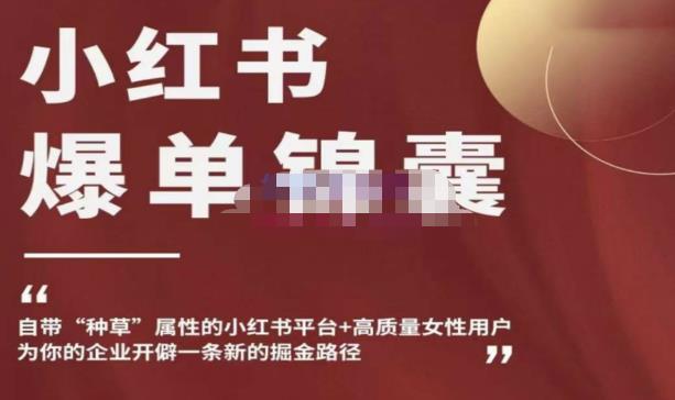 小红书爆单锦囊，自带种草属性+高质量女性用户，为你的企业开辟一条新的掘金路径-520资源库