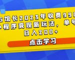 D1G馆长2023年收费990的抖音小程序变现新玩法，单号轻松日入200+-520资源库