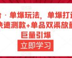 万相台·单爆玩法，单爆打造流程+单品快速测款+单品双渠放量+単品巨量引爆-520资源库