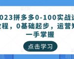 2023拼多多0-100实战运营教程，0基础起步，运营知识一手掌握-520资源库