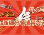 2023新细分领域带货计划:单号单日1000+收益不难,每人可操作3-5个账号-520资源库