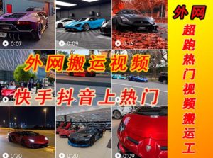 外面收费398元外网超跑豪车汽车视频搬运至快手抖音上热门项目，只需一步手机就可以操作-520资源库