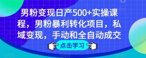 男粉变现日产500+实操课程，男粉暴利转化项目，私域变现，手动和全自动成交-520资源库