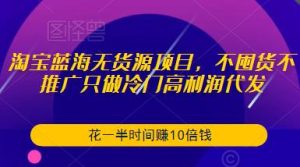 淘宝蓝海无货源项目，不囤货不推广只做冷门高利润代发，花一半时间赚10倍钱-520资源库