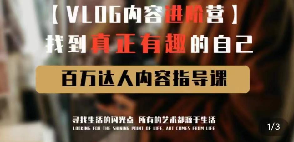 vlog内容进阶营,找到真正有趣的自己,百万达人内容指导课-520资源库