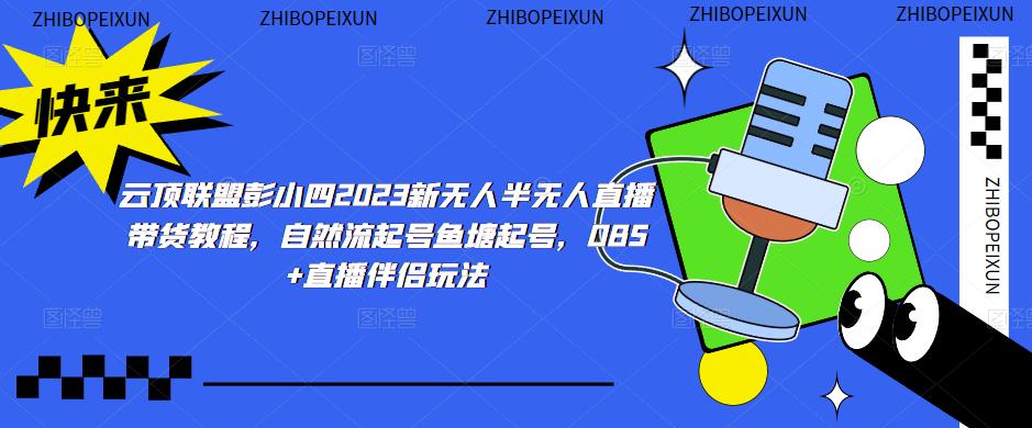 云顶联盟彭小四2023新无人半无人直播带货教程，自然流起号鱼塘起号，OBS+直播伴侣玩法-520资源库