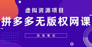 【白龙笔记】拼多多无版权网课项目，月入5000的长期项目，玩法详细拆解【揭秘】-520资源库