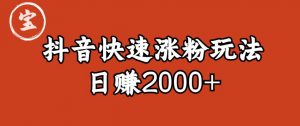 宝哥私藏·抖音快速起号涨粉玩法（4天涨粉1千）（日赚2000+）【揭秘】-520资源库