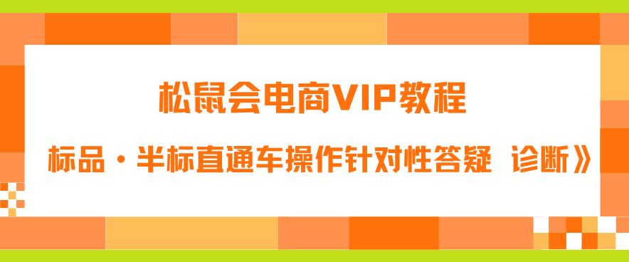 松鼠会电商VIP教程：松鼠《付费推广标品·半标直通车操作针对性答疑&诊断》-520资源库