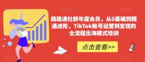 路路通社群年度会员，从0基础到精通进阶，TikTok账号运营到变现的全流程出海模式培训-520资源库