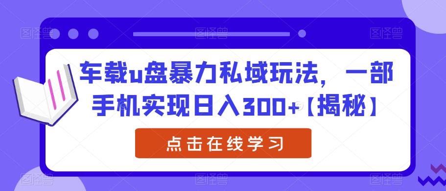车载u盘暴力私域玩法，一部手机实现日入300+【揭秘】-520资源库