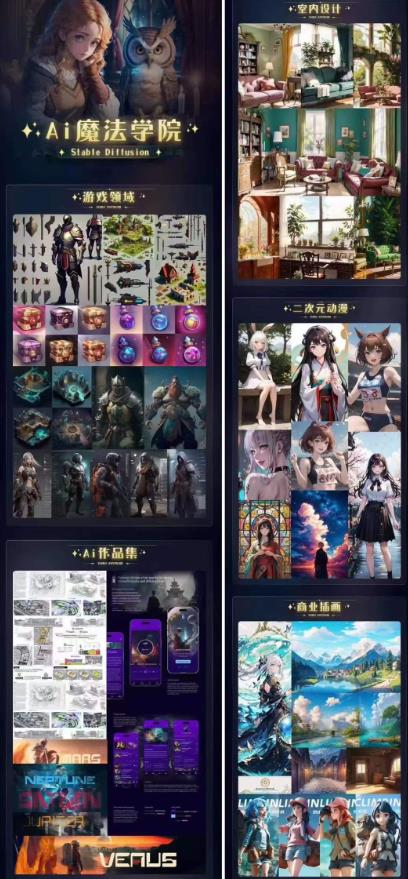 Ai魔法绘画 Stable Diffusion专业课高效辅助Ui/运营作品集0到精通系统课-520资源库