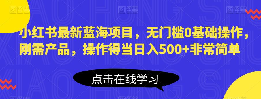 小红书最新蓝海项目，无门槛0基础操作，刚需产品，操作得当日入500+非常简单【揭秘】-520资源库