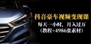 抖音豪车视频变现分享课：每天一小时，月入过万（教程+4986张素材）-520资源库