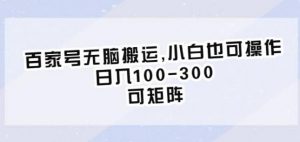 百家号无脑搬运，小白也可操作，日入100-300，可矩阵【仅揭秘】-520资源库