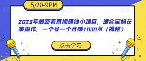 2023年最新看直播赚钱小项目，适合宝妈在家操作，一个号一个月赚1000多（揭秘）-520资源库