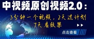 中视频原创视频2.0：3分钟一个视频，2天过计划，7天看效果【揭秘】-520资源库