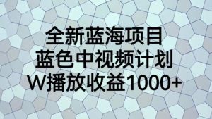 全新蓝海项目，蓝色中视频计划，1W播放量1000+【揭秘】-520资源库