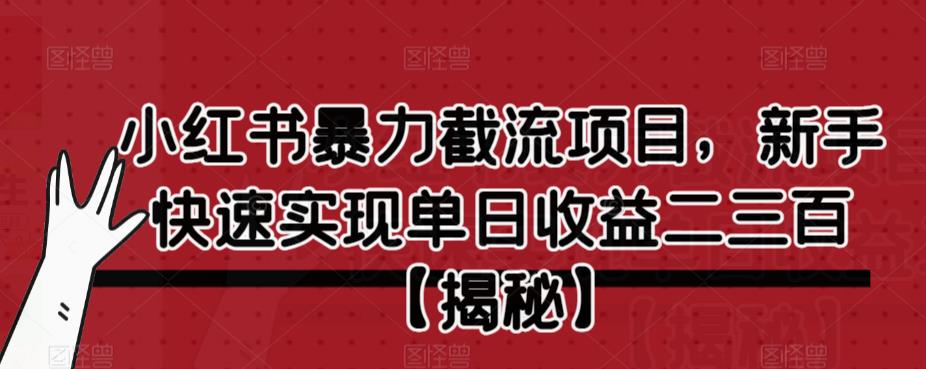 小红书暴力截流项目，新手快速实现单日收益二三百【仅揭秘】-520资源库
