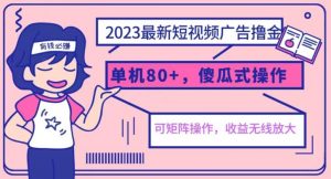 2023最新玩法短视频广告撸金，亲测单机收益80+，可矩阵，傻瓜式操作，小白可上手【揭秘】-520资源库