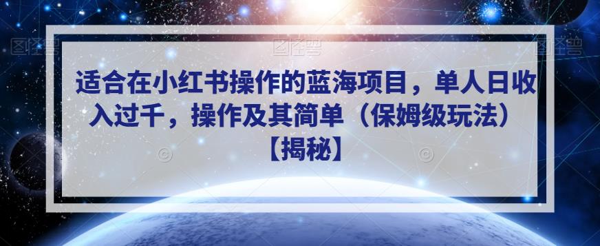 适合在小红书操作的蓝海项目，单人日收入过千，操作及其简单（保姆级玩法）【揭秘】-520资源库