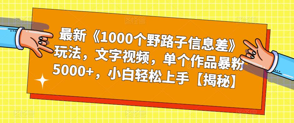 最新《1000个野路子信息差》玩法，文字视频，单个作品暴粉5000+，小白轻松上手【揭秘】-520资源库