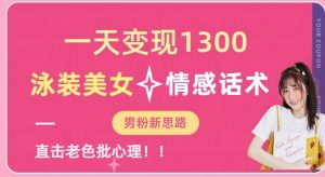 一天变现1300，泳装美女+情感话术，提供素材，无脑矩阵操作【揭秘】-520资源库